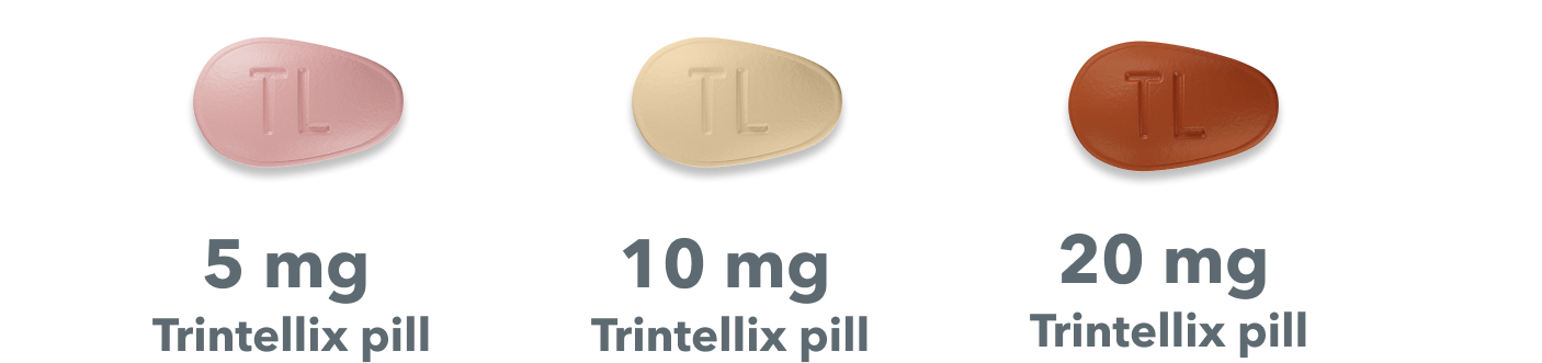5 mg Trintellix pill 10 mg Trintellix pill 20 mg Trintellix pill