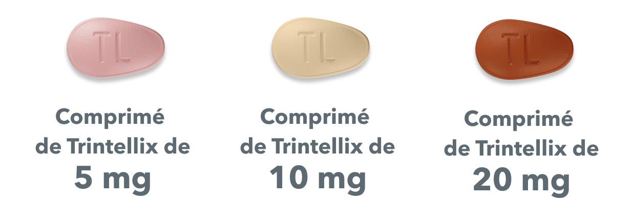 Comprimé de Trintellix de 5 mg  Comprimé de Trintellix de 10 mg  Comprimé de Trintellix de 20 mg 
