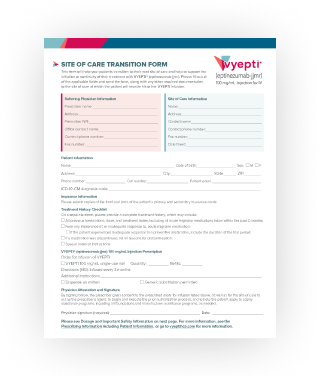 VYEPTI Site of Care Transition Form thumbnail