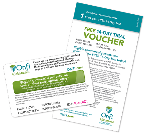 Start your patients on a 14-day free trial with a Copay Savings Card brochure.